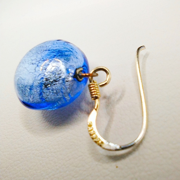 COPY- BLUE MURANO GLASS EARRINGS REAL VENICE GLASS - Picture 7 of 10
